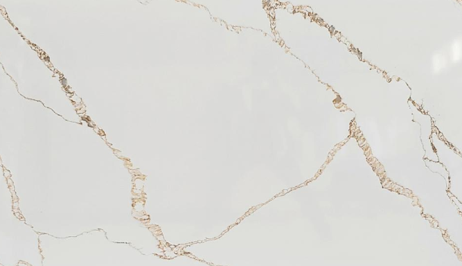 Marble Look Quartz Stone With Golden Veining KJL106